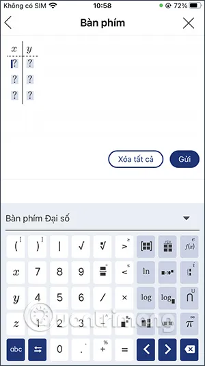 Bàn phím chuyên dụng nhập nội dung Toán trên Mathway