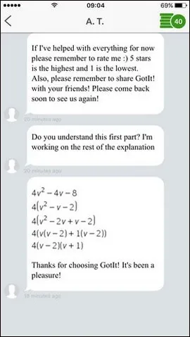 Giao diện tương tác với chuyên gia trên GotIt!