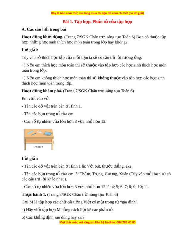 Giải Toán Lớp 6 Bài 1: Tập Hợp Sách Kết Nối Tri Thức Chuẩn KaTeX