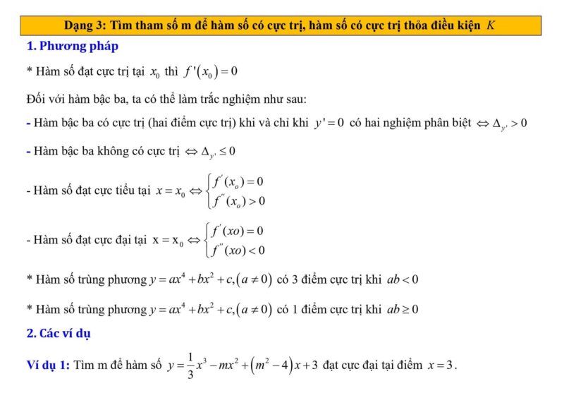 Giải Bài Toán Về Cực Trị Hàm Số Bậc Ba Trên Đoạn – Định Lý Viet