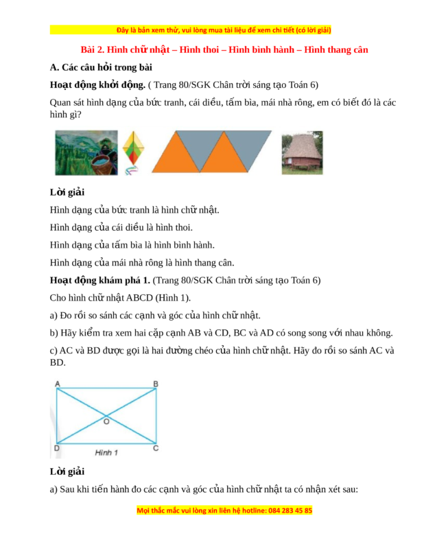 Giải Toán Lớp 4 Hình Bình Hành Sách Cánh Diều Chi Tiết