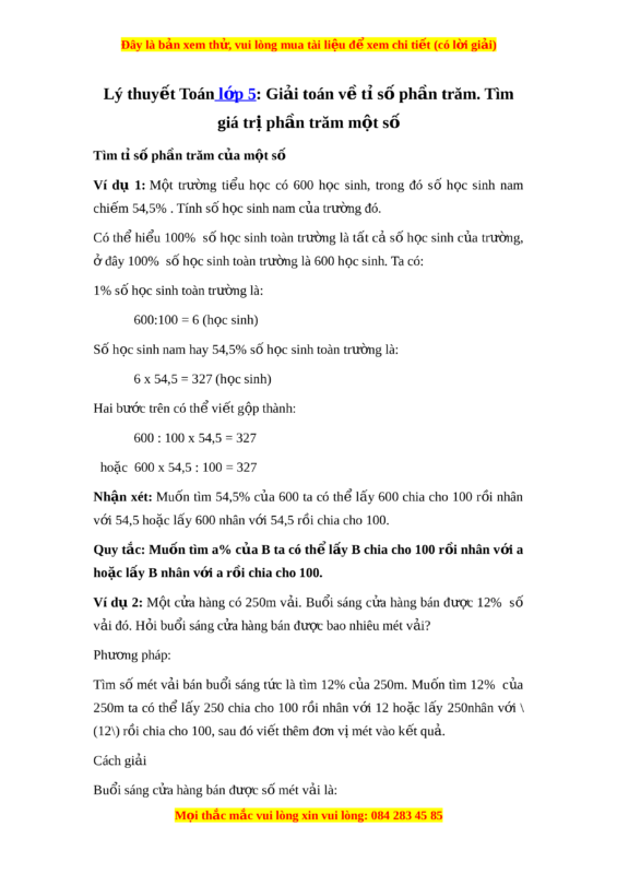 Tìm Giá Trị Phần Trăm Của Một Số