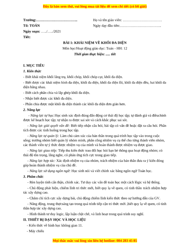 Khái Niệm Về Khối Đa Diện Và Khối Đa Diện Lồi, Đều Trong Toán Lớp 12