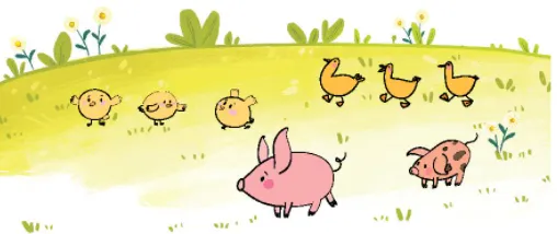 Hình ảnh minh họa trang trại với gà, lợn, vịt