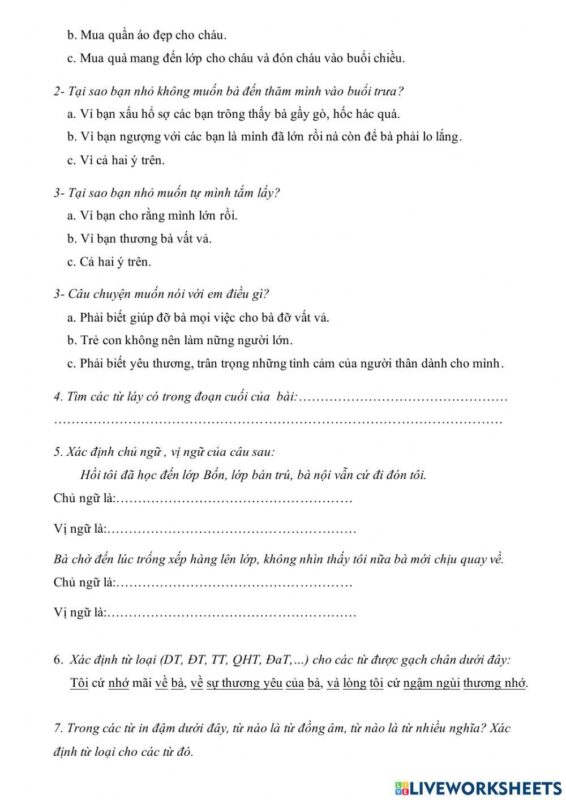 Ôn Tập Tiếng Việt Lớp 5 Lên Lớp 6: Từ và Từ Loại