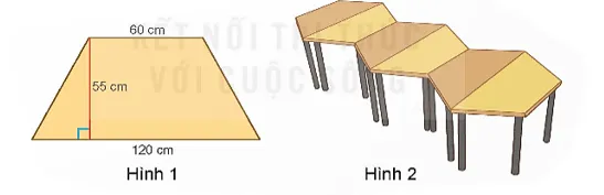 Hình 1: Mặt bàn hình thang, Hình 2: Bàn đa năng ghép từ 6 mặt bàn