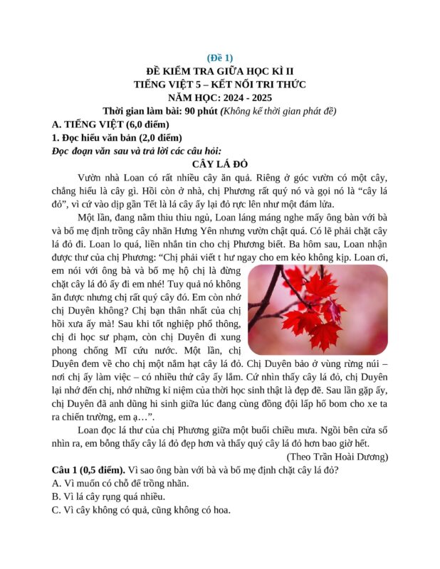 Bộ Đề Thi Tiếng Việt Lớp 2 Cuối Học Kỳ 2 Kết Nối Tri Thức Năm 2025: Ôn Tập Hiệu Quả