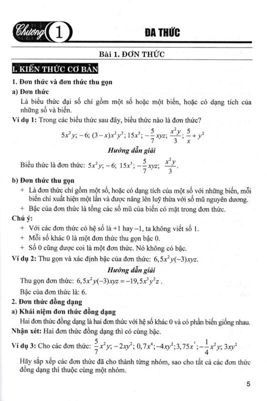 Hướng Dẫn Giải Toán Lớp 8 Trang 6 Bài 1: Đơn Thức (Kết Nối Tri Thức)