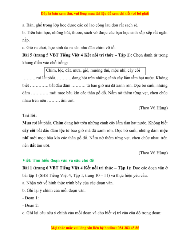 Giải Bài Tập Tiếng Việt Lớp 4 Tập 1: Luyện Từ Và Câu