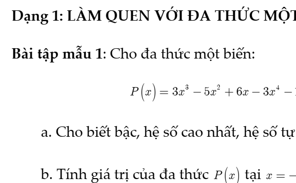 Giải Toán 7 Bài 25: Đa Thức Một Biến (Kết Nối Tri Thức)