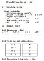 Ôn Tập Toán Lớp 1 Học Kỳ 2: Các Số Đến 100, Phép Tính, Hình Học và Giải Toán