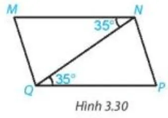 Hình 3.30 - Bài tập chứng minh hai đường thẳng song song bằng góc so le trong