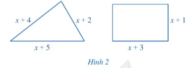 Hình 2: So sánh chu vi hình tam giác và hình chữ nhật