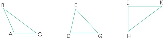 Hình ảnh minh họa ba hình tam giác ABC, EDG, IKH