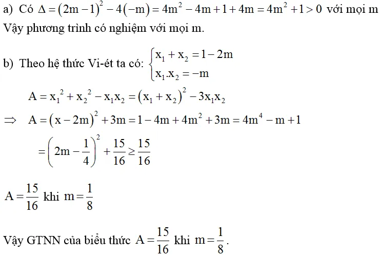 Bài tập ứng dụng định lý Viète 8