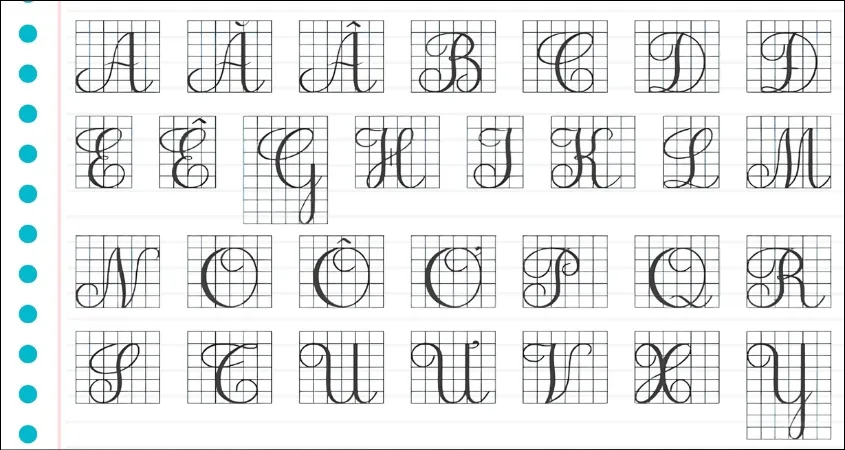 Mẫu bảng chữ cái viết hoa nét thanh nét đậm