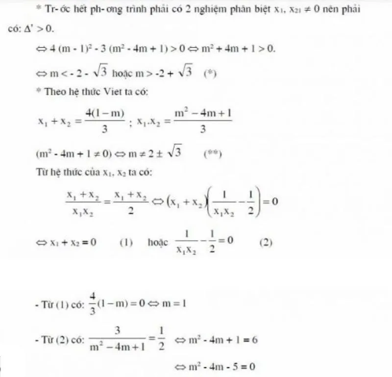 Hệ Thức Liên Hệ Giữa Các Nghiệm Phụ Thuộc Tham Số 3