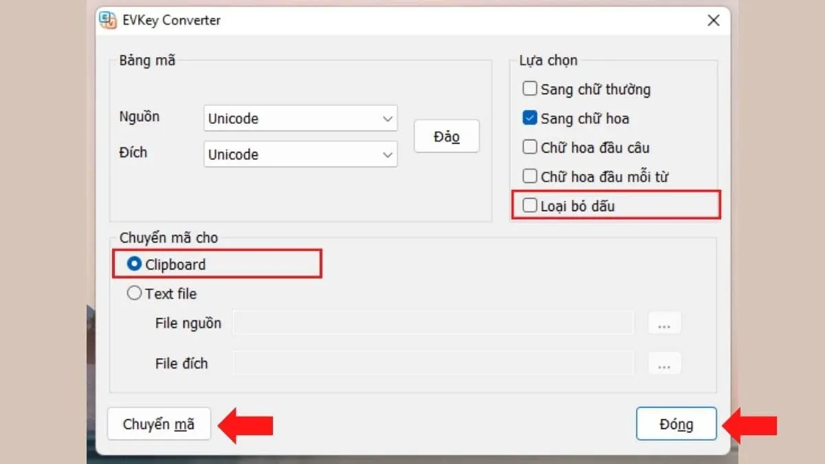 Chuyển chữ có dấu thành không dấu qua bộ chuyển mã EVKey