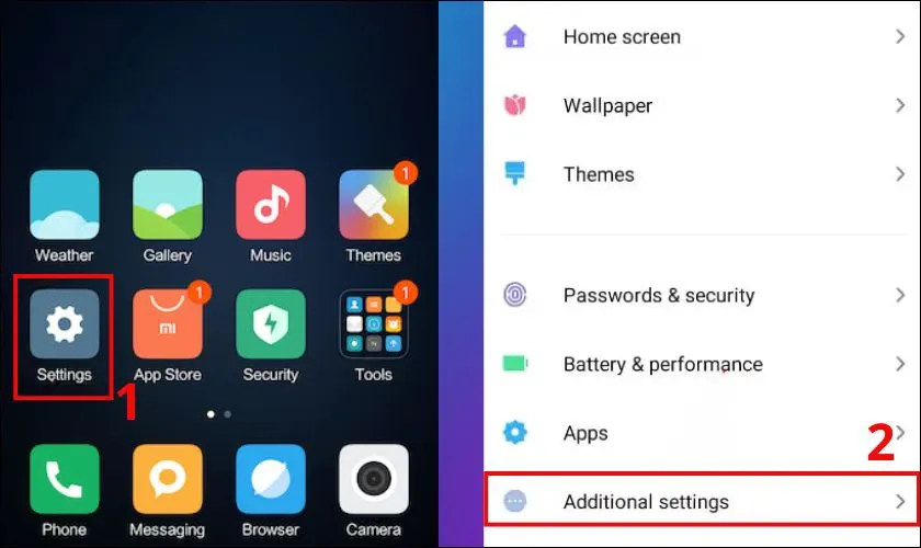 Chọn Additional Settings trong cài đặt Xiaomi