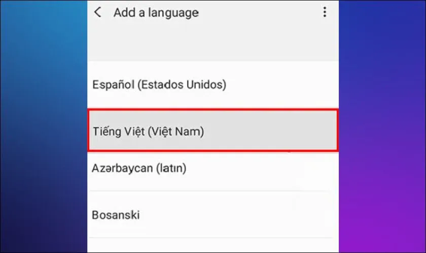Chọn Tiếng Việt (Việt Nam)