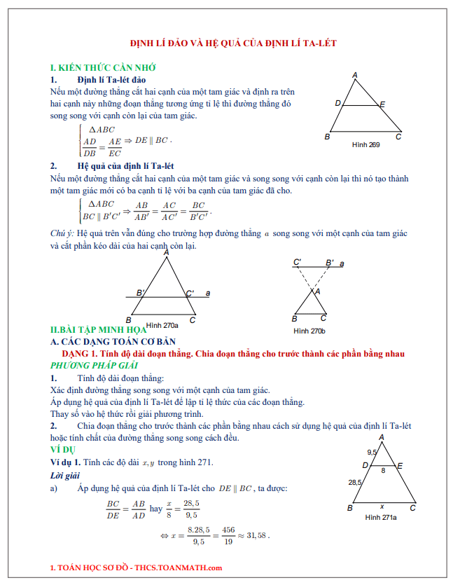 Định Lý Talet Đảo và Hệ Quả: Lý Thuyết Chi Tiết Kèm Bài Tập Minh Họa