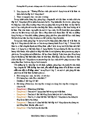 Hướng Dẫn Giải Bài Toán Về Tỉ Lệ Thức Và Dãy Tỉ Số Bằng Nhau Lớp 7
