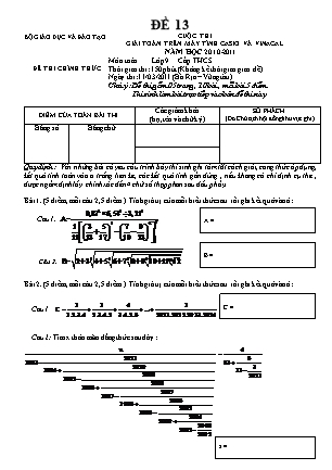 Đề Thi Giải Toán Trên Máy Tính Casio Lớp 9 - Phòng Giáo Dục Và Đào Tạo Sơn Hòa (Có Đáp Án)