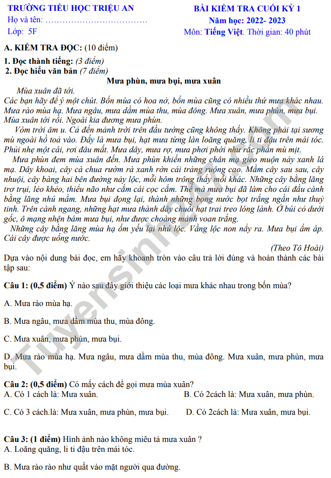 Đề Thi Tiếng Việt Lớp 5 Học Kì 1: Tổng Hợp Đầy Đủ & Hướng Dẫn Chi Tiết