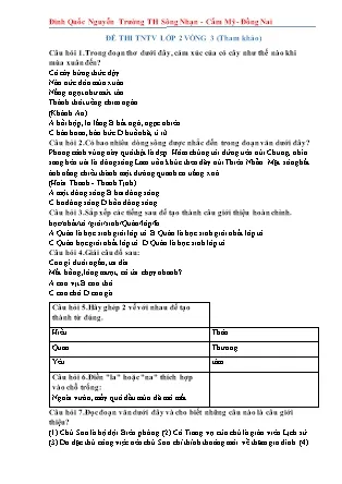 Đề thi Trạng nguyên Tiếng Việt Lớp 2 - Vòng 3 - Định Quốc Nguyễn