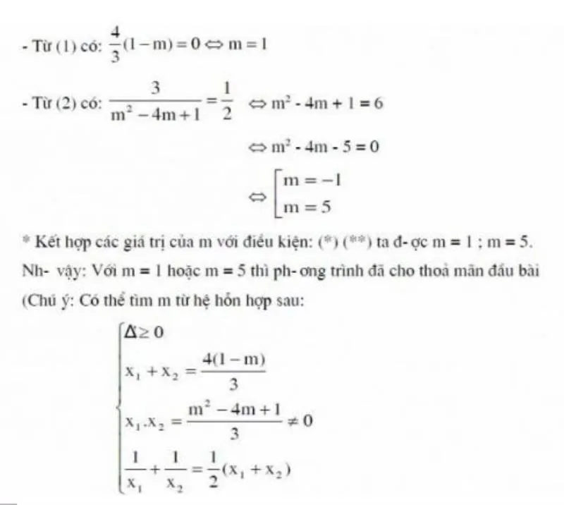 Điều Kiện Của Tham Số Để 2 Nghiệm Liên Hệ Với Nhau Bởi 1 Hệ Thức Cho Trước 3
