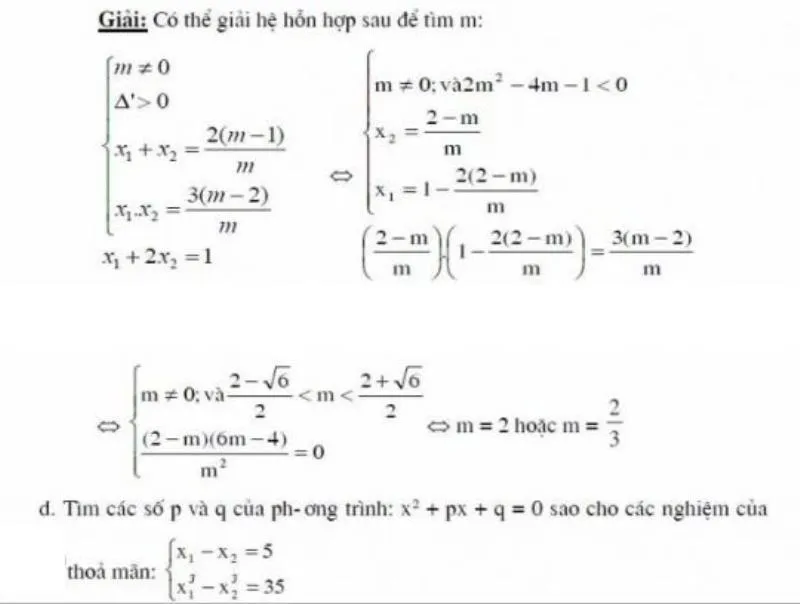 Điều Kiện Của Tham Số Để 2 Nghiệm Liên Hệ Với Nhau Bởi 1 Hệ Thức Cho Trước 8
