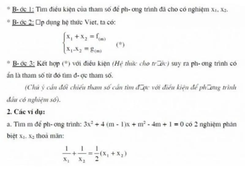 Điều Kiện Của Tham Số Để 2 Nghiệm Liên Hệ Với Nhau Bởi 1 Hệ Thức Cho Trước 1