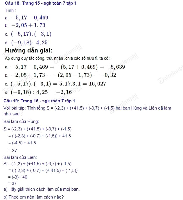 Giải Toán Lớp 7 Tập 1 Bài 3 Nhân Chia Số Hữu Tỉ