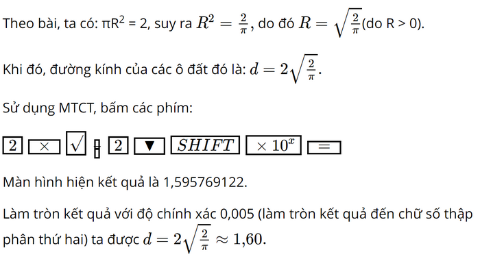 Giải Bài Tập 3.2 Trang 48 SGK Toán 9 Tập 1 – Kết Nối Tri Thức: Ước Lượng Đường Kính Ô Đất Trồng Cây