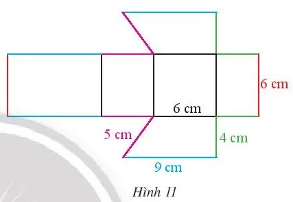 Hình 11: Tấm bìa tạo hình lăng trụ đứng đáy hình thang