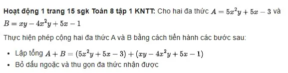 Hoạt động 1 trang 15 sgk Toán 8 KNTT tập 1