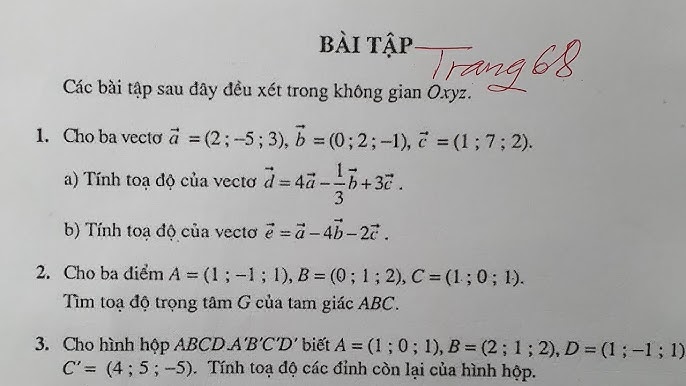 Giải Toán 12 Bài 1 Trang 68 SGK Hình Học: Tìm Tọa Độ Vectơ