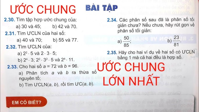 Giải Toán Lớp 6 Bài 11: Ước Chung. Ước Chung Lớn Nhất - Sách Kết Nối Tri Thức