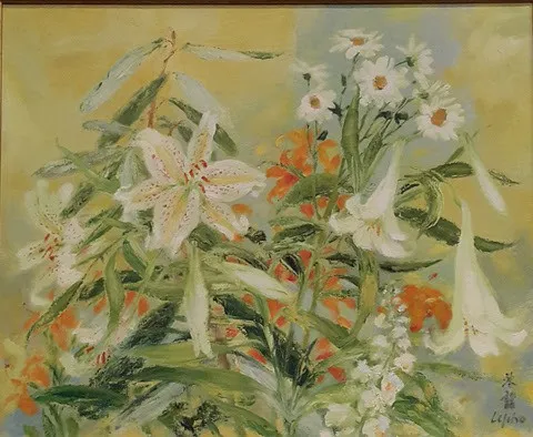 Tranh Hoa cúc và hoa loa kèn của Lê Phổ