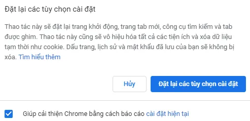 Chọn tùy chọn Đặt lại và dọn dẹp Khôi phục cài đặt về mặc định ban đầu