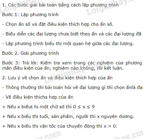Lý Thuyết Giải Bài Toán Bằng Cách Lập Phương Trình Lớp 8 Chi Tiết