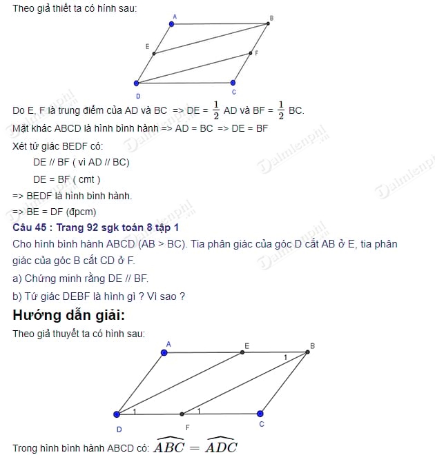 Giải Toán 8 Bài 12: Hình Bình Hành Kết Nối Tri Thức