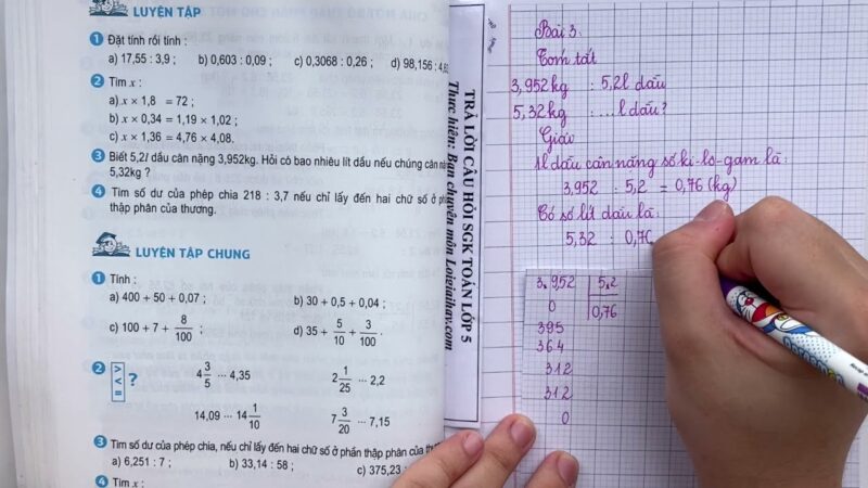 Giải Toán Lớp 5 Trang 72: Luyện Tập Các Phép Chia Số Thập Phân