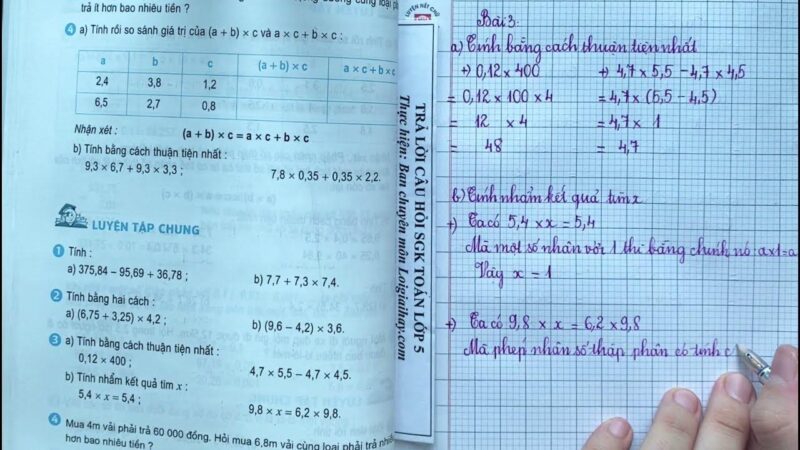 Giải Toán Lớp 5 Bài 3 Trang 62 SGK Toán Lớp 5