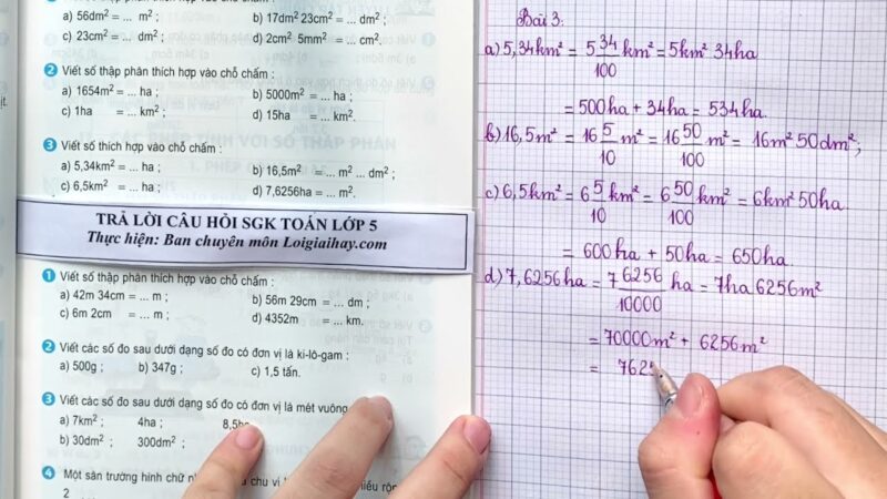 Giải Toán lớp 5 trang 65 Chân trời sáng tạo: Viết số đo diện tích dưới dạng số thập phân