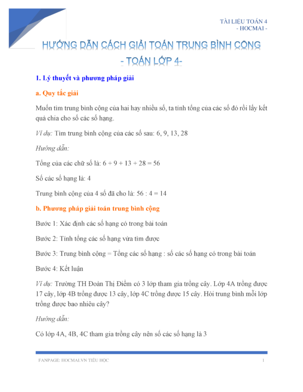 Hướng Dẫn Chi Tiết Cách Giải Toán Trung Bình Cộng Lớp 4 Chuẩn Nhất