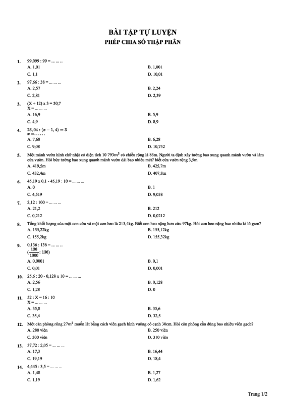 Giải Toán Lớp 6: Phép Nhân, Chia Số Thập Phân (Trang 153 SGK – Vở Bài Tập)
