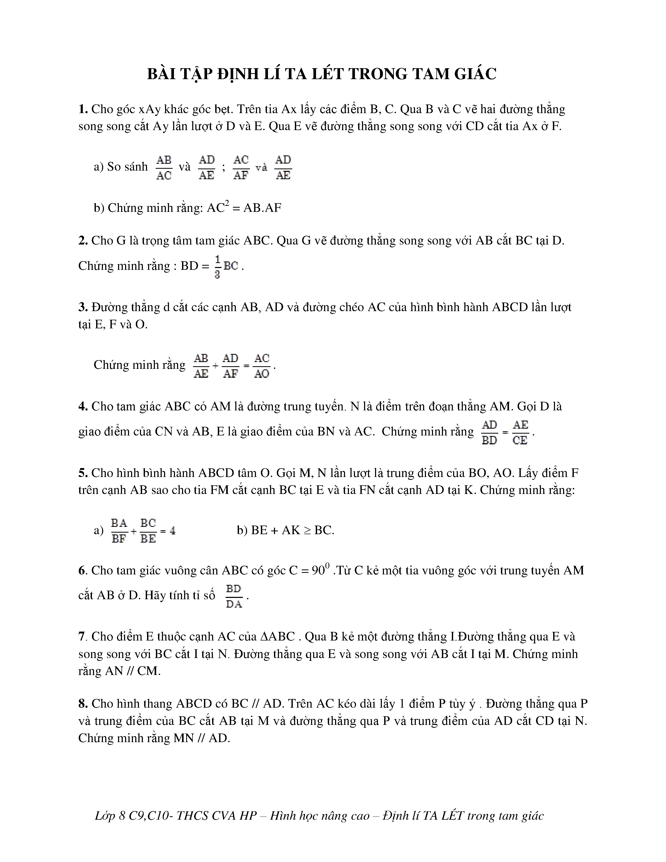 Định Lý Thales Trong Hình Học: Khái Niệm, Ứng Dụng Và Bài Tập Minh Họa