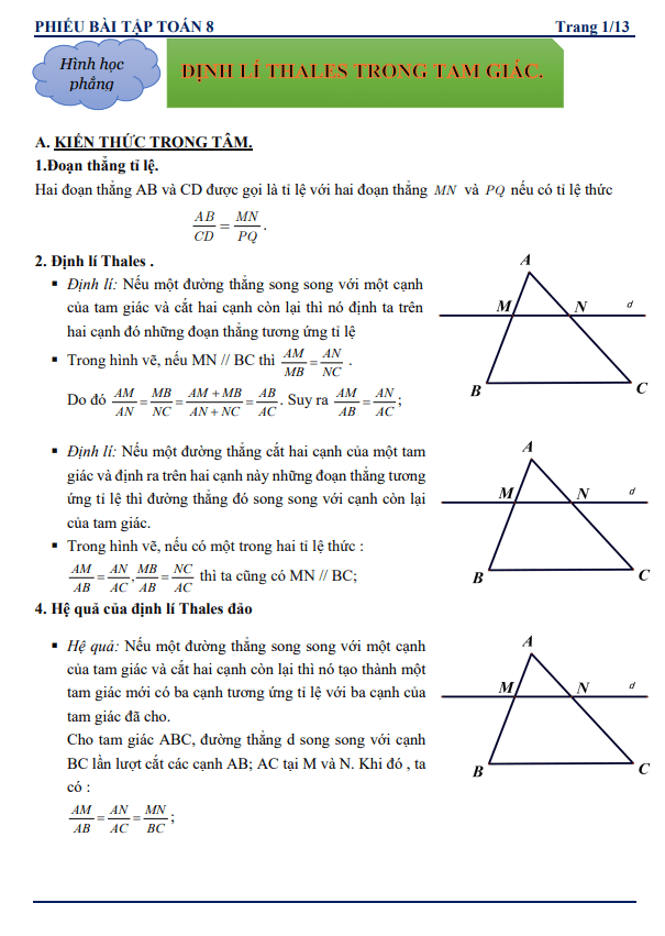 Định Lý Thales Trong Hình Học: Khái Niệm, Ứng Dụng Và Bài Tập Minh Họa
