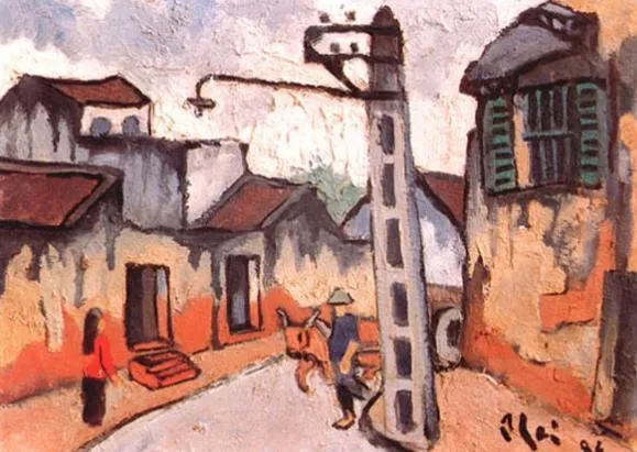 Phố cổ Hà Nội – Sơn dầu 1972 của Bùi Xuân Phái